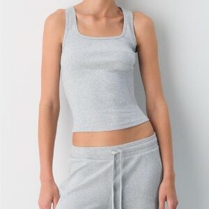 TNA Heather Chrome Ribbed Top